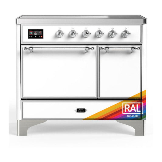 Ilve UMDIB40QNR3RAC Ilve Umdib40Qnr3Rac Majestic Iii 40 Inch Induction Range With 6 Elements, 3.82 Cu. Ft. Total Oven Capacity (Solid Door, Ral, Chrome)