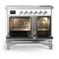 Ilve UMDIB40QNR3WHC Ilve Umdib40Qnr3Whc Majestic Iii 40 Inch Induction Range With 6 Elements, 3.82 Cu. Ft. Total Oven Capacity (Solid Door, White, Chrome)