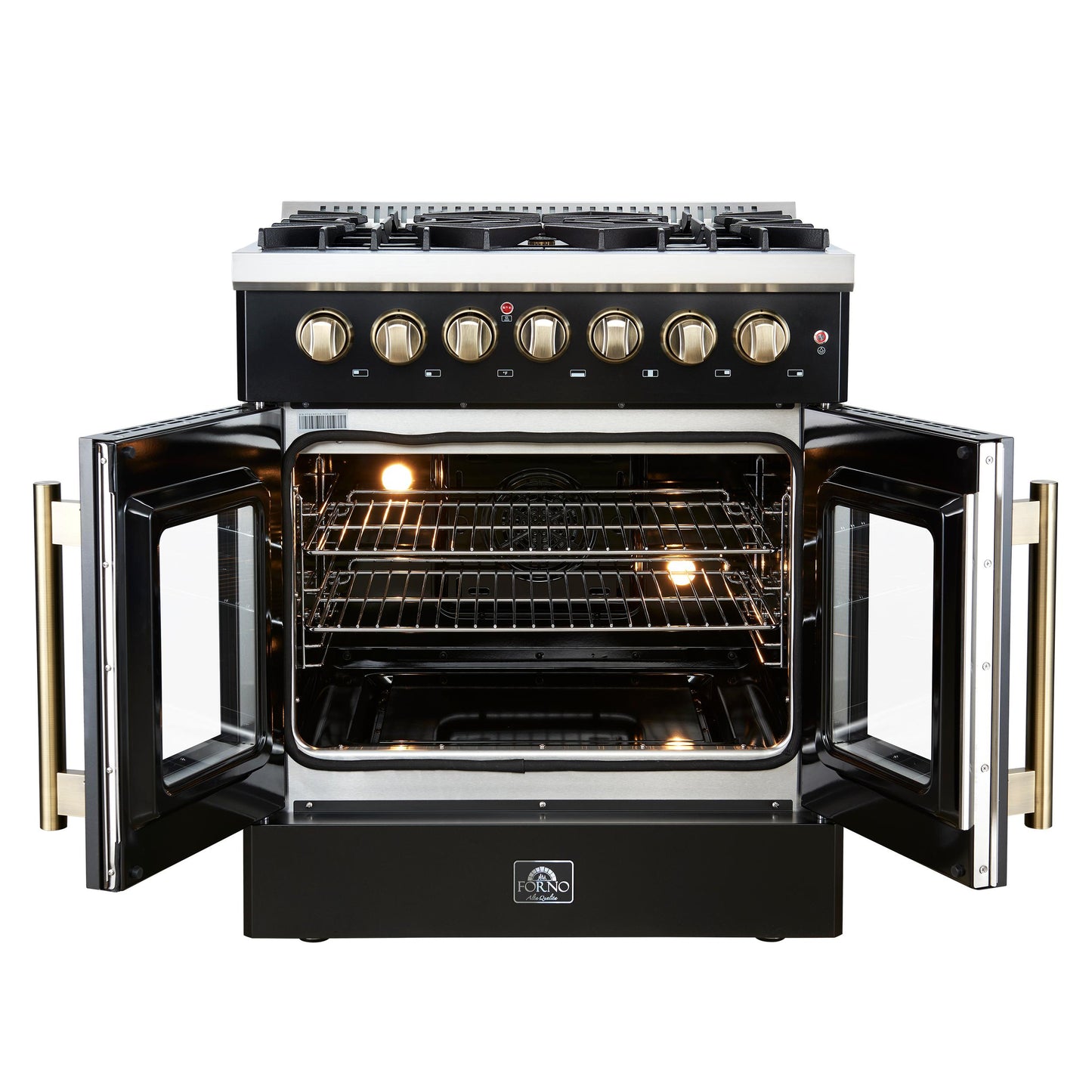 Forno FFSGS635630BLK Forno Galiano 30-Inch Freestanding French Door Dual Fuel Range Black