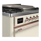 Ilve UM36FQNR3AWPLP Ilve Um36Fqnr3Awplp Majestic Iii 36 Inch Dual Fuel Range With 6 Black Brass Burners And Griddle, Dual Function Burner Up To 25,000 Btu (Solid Door, Antique White, Copper, Liquid Propane)