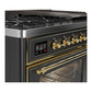 Ilve UM48FNR3MGGLP Ilve Um48Fnr3Mgglp Majestic Iii 48 Inch Dual Fuel Range With 8 Burners And Griddle, Dual Function Burner Up To 25,000 Btu (Liquid Propane, Triple Glass Door, Graphite Matte, Brass)
