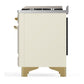 Ilve UM60FQNR3AWGLP Ilve Um60Fqnr3Awglp Majestic Iii 60 Inch Dual Fuel Range With 9 Burners And Griddle, Dual Function Burner Up To 25,000 Btu (Liquid Propane, Solid Door, Antique White, Brass)