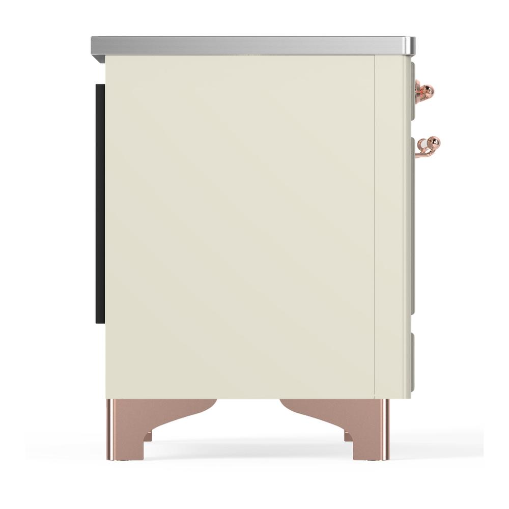 Ilve UMDIB40NR3AWP Ilve Umdib40Nr3Awp Majestic Iii 40 Inch Induction Range With 6 Elements, 3.82 Cu. Ft. Total Oven Capacity (Triple Glass Door, Antique White, Copper)
