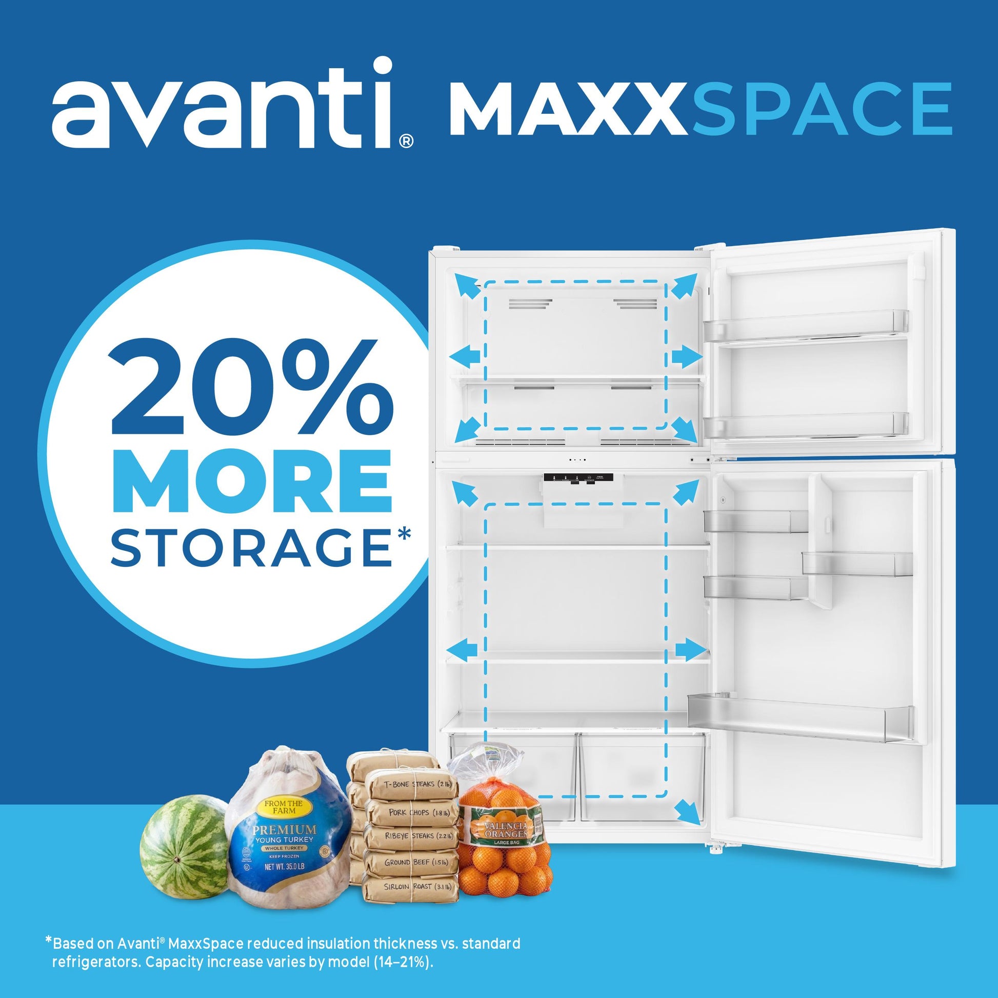 Avanti AVFF24DLJM0W Avanti Maxxspace Insulation™ Technology Garage-Ready Frost-Free Ice Maker-Ready Refrigerator, 24 Cu. Ft., Energy Star, White (Avff24Dljm0W)