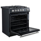 Forno FFSGS111630BLK Forno Leonardo Espresso 30-Inch Black Gas Range, 5 Burners, 39,500 Btu, 5 Cu.Ft Convection Oven