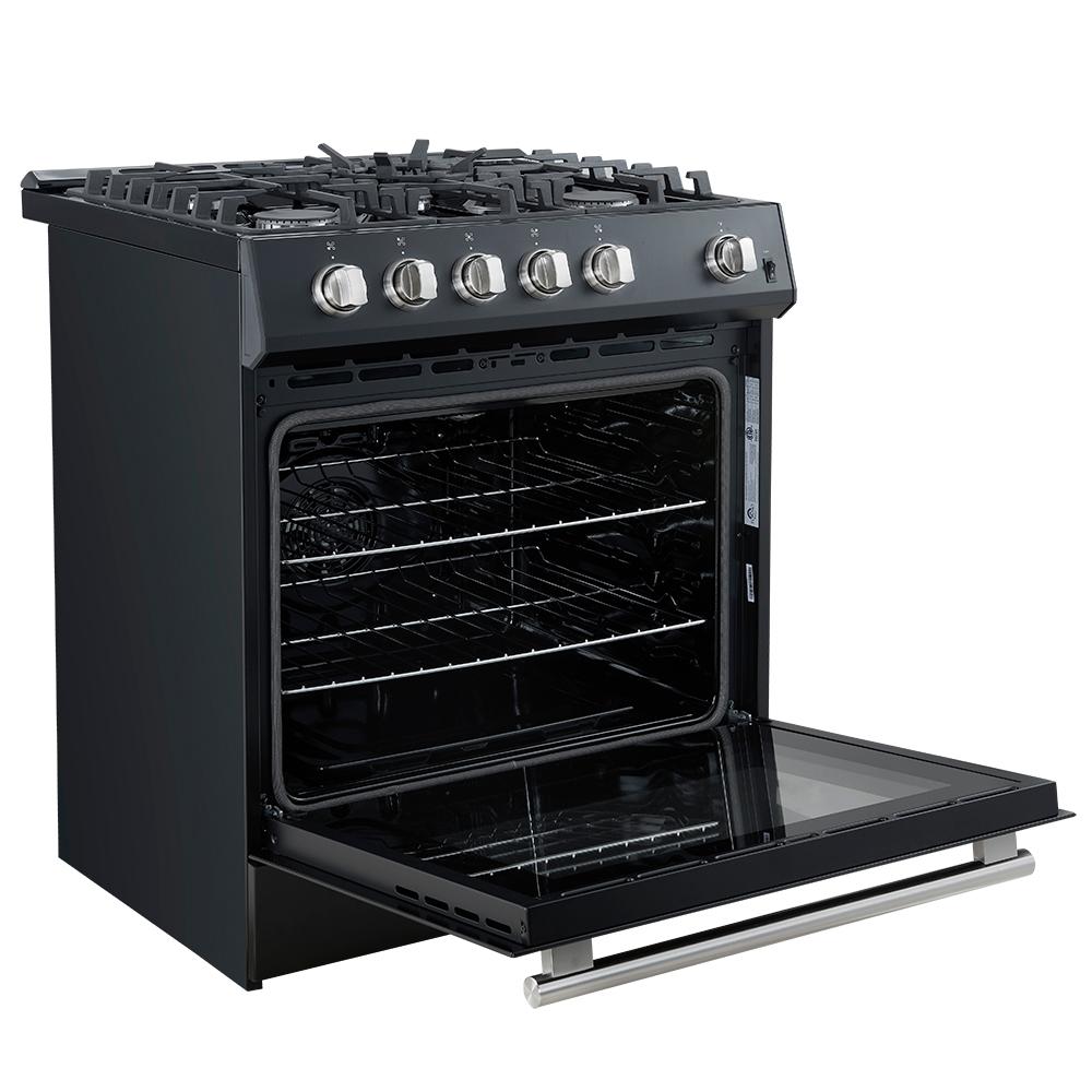 Forno FFSGS111630BLK Forno Leonardo Espresso 30-Inch Black Gas Range, 5 Burners, 39,500 Btu, 5 Cu.Ft Convection Oven
