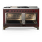 Ilve UM60FSNR3BUBLP Ilve Um60Fsnr3Bublp Majestic Iii 60 Inch Dual Fuel Range With 7 Burners, Griddle And French Top, Dual Function Burner With Up To 25,000 Btu (Liquid Propane, Triple Glass Door, Burgundy, Burnished)