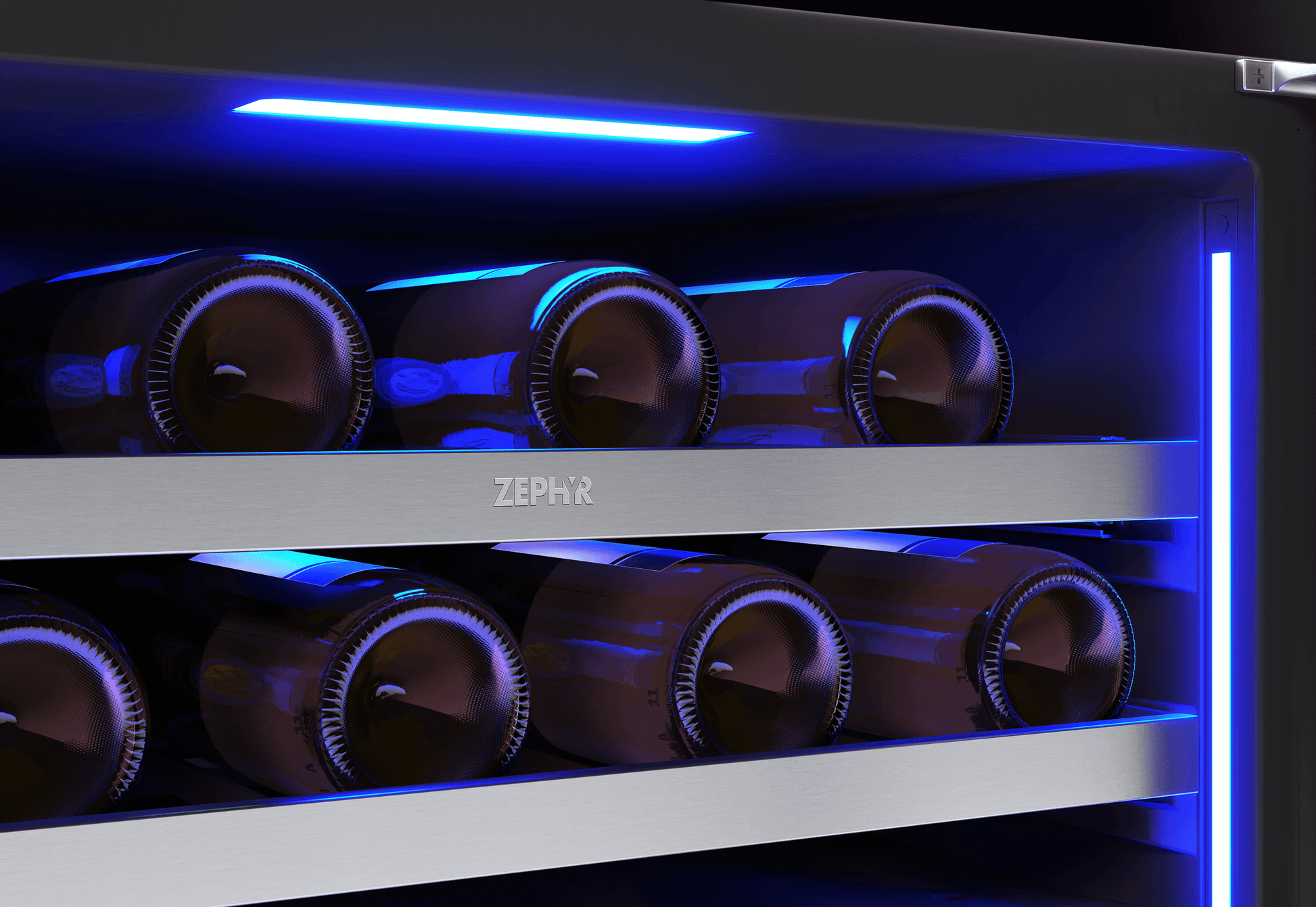 Zephyr PRPW24C02CG Presrv Pro Wine Cooler, 24In Under Cabinet, Ss+Glass, Reverse Door, 2 Zone