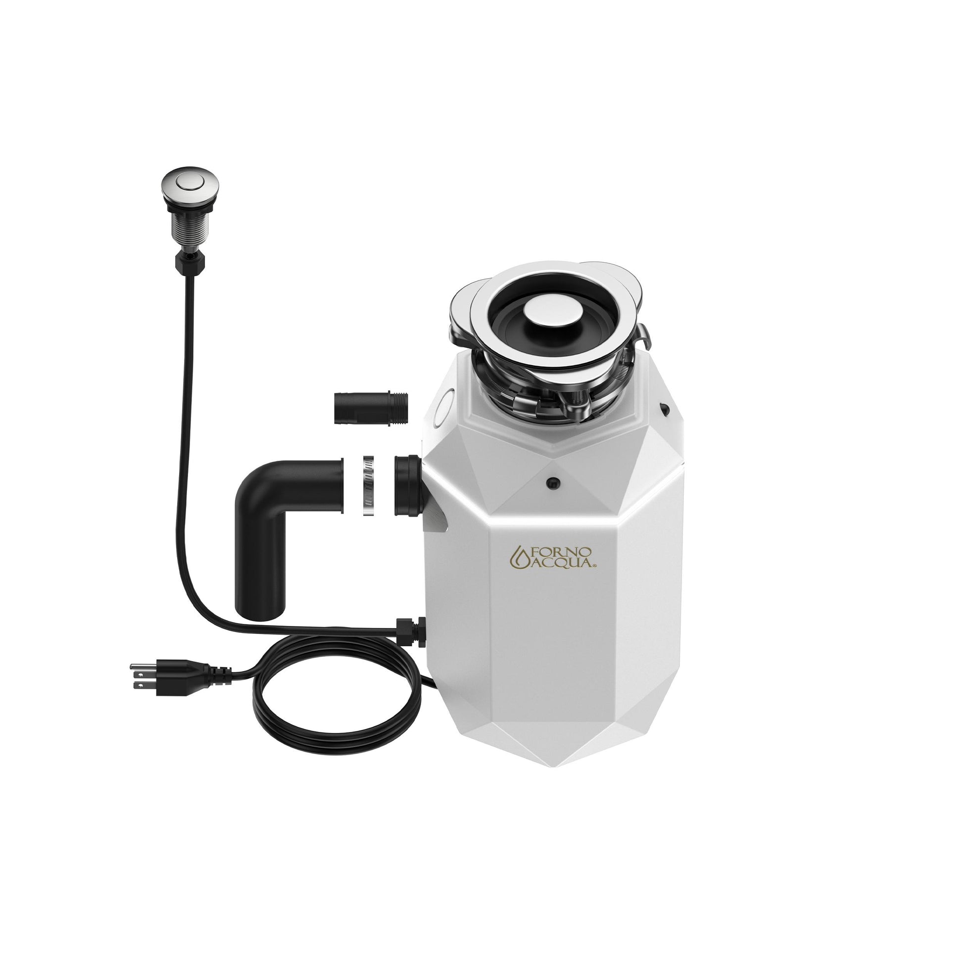Forno WDD075TA2MS Forno Acqua Brightdiamond Moonstone 3/4Hp Super Quiet Garbage Disposal Corded With Motion Sensor Cabinet Light & Pre-Wired Air Switch
