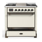 Ilve UM36FQNR3AWB Ilve Um36Fqnr3Awb Majestic Iii 36 Inch Dual Fuel Range With 6 Black Brass Burners And Griddle, Dual Function Burner Up To 25,000 Btu (Solid Door, Antique White, Burnished, Natural Gas)