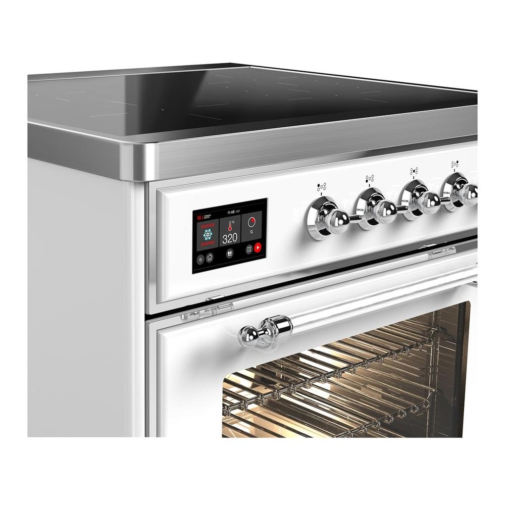 Ilve UMIB30NR3WHC Ilve Umib30Nr3Whc Majestic Iii 30 Inch Induction Range With 4 Elements, 4 Cu. Ft. Oven Capacity (Triple Glass Door, White, Chrome)