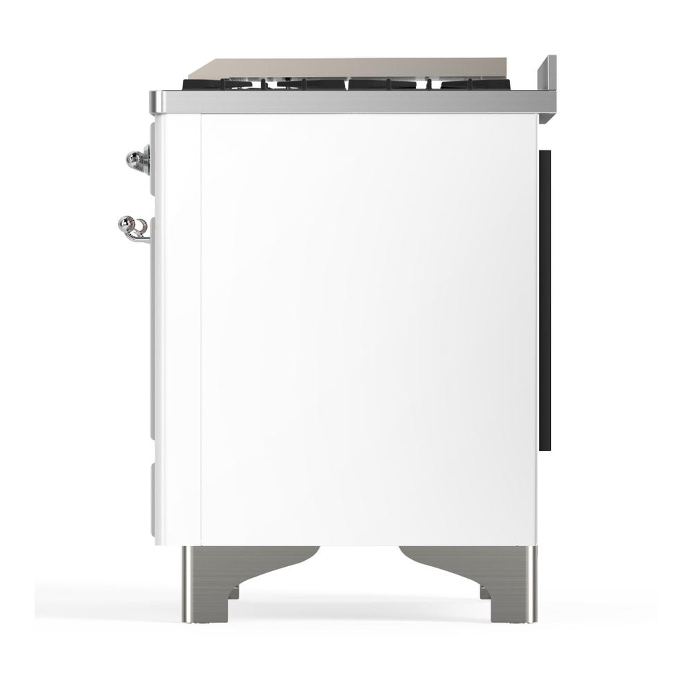 Ilve UM60FSNR3WHC Ilve Um60Fsnr3Whc Majestic Iii 60 Inch Dual Fuel Range With 7 Burners, Griddle And French Top, Dual Function Burner With Up To 25,000 Btu (Natural Gas, Triple Glass Door, White, Chrome)