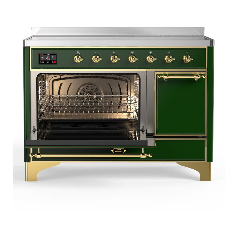 Ilve UMIB48QNR3EGG Ilve Umib48Qnr3Egg Majestic Iii 48 Inch Induction Range With 6 Elements, 5.02 Cu. Ft. Total Oven Capacity (Solid Door, Emerald Green, Brass)