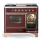 Ilve UMD40FNR3BUP Ilve Umd40Fnr3Bup Majestic Iii 40 Inch Dual Fuel Range With 6 Burners And Griddle, Dual Function Burner Up To 25,000 Btu (Natural Gas, Triple Glass Door, Burgundy, Copper)