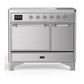 Ilve UMDIB40QNR3SSC Ilve Umdib40Qnr3Ssc Majestic Iii 40 Inch Induction Range With 6 Elements, 3.82 Cu. Ft. Total Oven Capacity (Solid Door, Stainless Steel, Chrome)