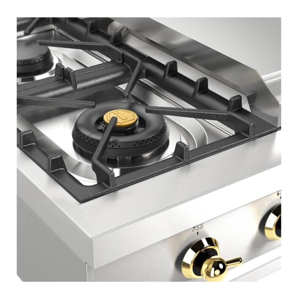 Ilve UHCP36FNSSGLP Ilve Uhcp36Fnssglp Nostalgie Ii 36 Inch Built-In Gas Rangetop With 6 Burners And Griddle, In Stainless Steel (Liquid Propane, Brass)
