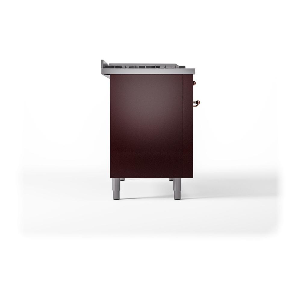 Ilve UN48FQNMPBUPLP Ilve Un48Fqnmpbuplp Nostalgie Ii Noblesse 48" Dual Fuel Range (8 Sealed Burners + Griddle, Liquid Propane, Solid Door, Burgundy, Copper)
