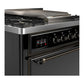 Ilve UM36FQNR3BKBLP Ilve Um36Fqnr3Bkblp Majestic Iii 36 Inch Dual Fuel Range With 6 Black Brass Burners And Griddle, Dual Function Burner Up To 25,000 Btu (Solid Door, Glossy Black, Burnished, Liquid Propane)