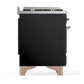 Ilve UM60FSNR3BKP Ilve Um60Fsnr3Bkp Majestic Iii 60 Inch Dual Fuel Range With 7 Burners, Griddle And French Top, Dual Function Burner With Up To 25,000 Btu (Natural Gas, Triple Glass Door, Glossy Black, Copper)