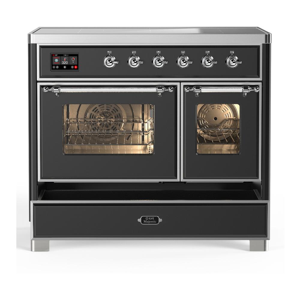 Ilve UMDIB40NR3MGC Ilve Umdib40Nr3Mgc Majestic Iii 40 Inch Induction Range With 6 Elements, 3.82 Cu. Ft. Total Oven Capacity (Triple Glass Door, Graphite Matte, Chrome)