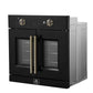 Forno FBOEL133330BLK Forno Asti 30-Inch French Door Electric Wall Oven In Black & Antique Brass, 3.68 Cu. Ft. True Convection, 3,600W, Air Fry, Sous Vide, Self-Clean