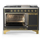 Ilve UM48FQNR3MGG Ilve Um48Fqnr3Mgg Majestic Iii 48 Inch Dual Fuel Range With 8 Burners And Griddle, Dual Function Burner Up To 25,000 Btu (Natural Gas, Solid Door, Graphite Matte, Brass)