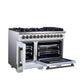 Forno FFSGS638748WHT Forno Capriasca 48 Inch Freestanding French Door Dual Fuel Range In White With Antique Brass Accessories, 8 Burners, True Convection Oven