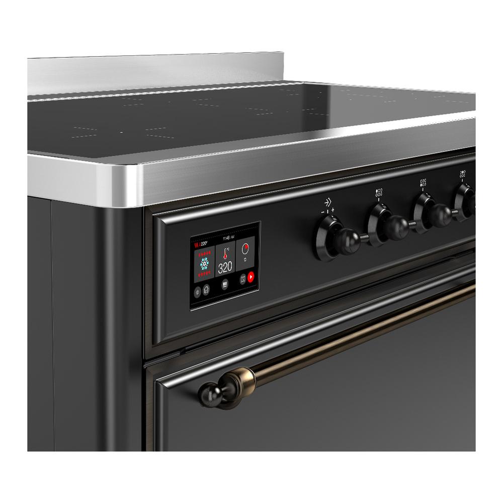 Ilve UMIB48QNR3MGB Ilve Umib48Qnr3Mgb Majestic Iii 48 Inch Induction Range With 6 Elements, 5.02 Cu. Ft. Total Oven Capacity (Solid Door, Graphite Matte, Burnished)