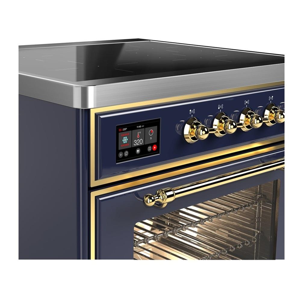 Ilve UMIB30NR3MBG Ilve Umib30Nr3Mbg Majestic Iii 30 Inch Induction Range With 4 Elements, 4 Cu. Ft. Oven Capacity (Triple Glass Door, Midnight Blue, Brass)
