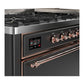 Ilve UM60FQNR3MGPLP Ilve Um60Fqnr3Mgplp Majestic Iii 60 Inch Dual Fuel Range With 9 Burners And Griddle, Dual Function Burner Up To 25,000 Btu (Liquid Propane, Solid Door, Graphite Matte, Copper)