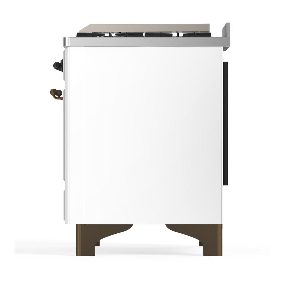 Ilve UM48FNR3WHB Ilve Um48Fnr3Whb Majestic Iii 48 Inch Dual Fuel Range With 8 Burners And Griddle, Dual Function Burner Up To 25,000 Btu (Natural Gas, Triple Glass Door, White, Burnished)