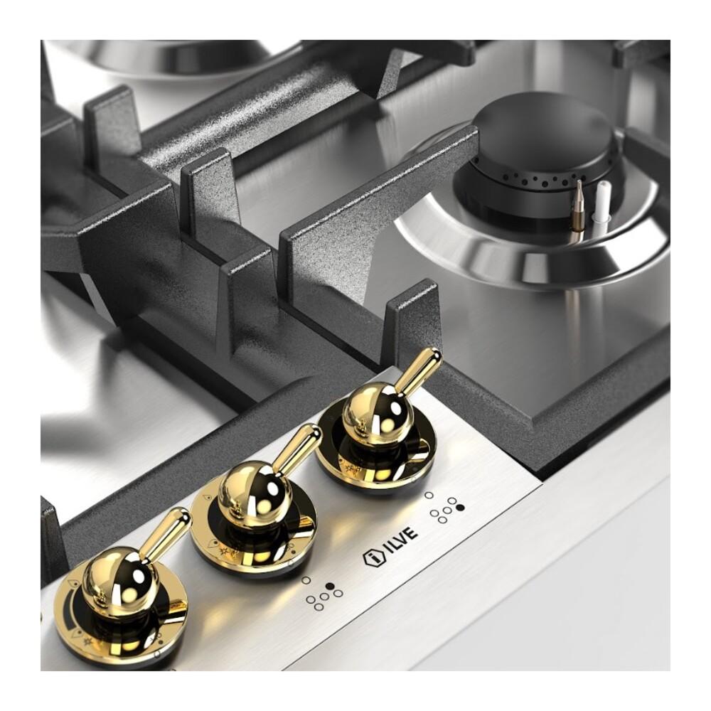 Ilve UHCPT95NSSG Ilve Uhcpt95Nssg Nostalgie Ii 36 Inch Built-In Gas Cooktop With Total Black Brass Burners, In Stainless Steel (5 Sealed Burners, Natural Gas)