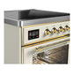 Ilve UMIB30NR3AWG Ilve Umib30Nr3Awg Majestic Iii 30 Inch Induction Range With 4 Elements, 4 Cu. Ft. Oven Capacity (Triple Glass Door, Antique White, Brass)