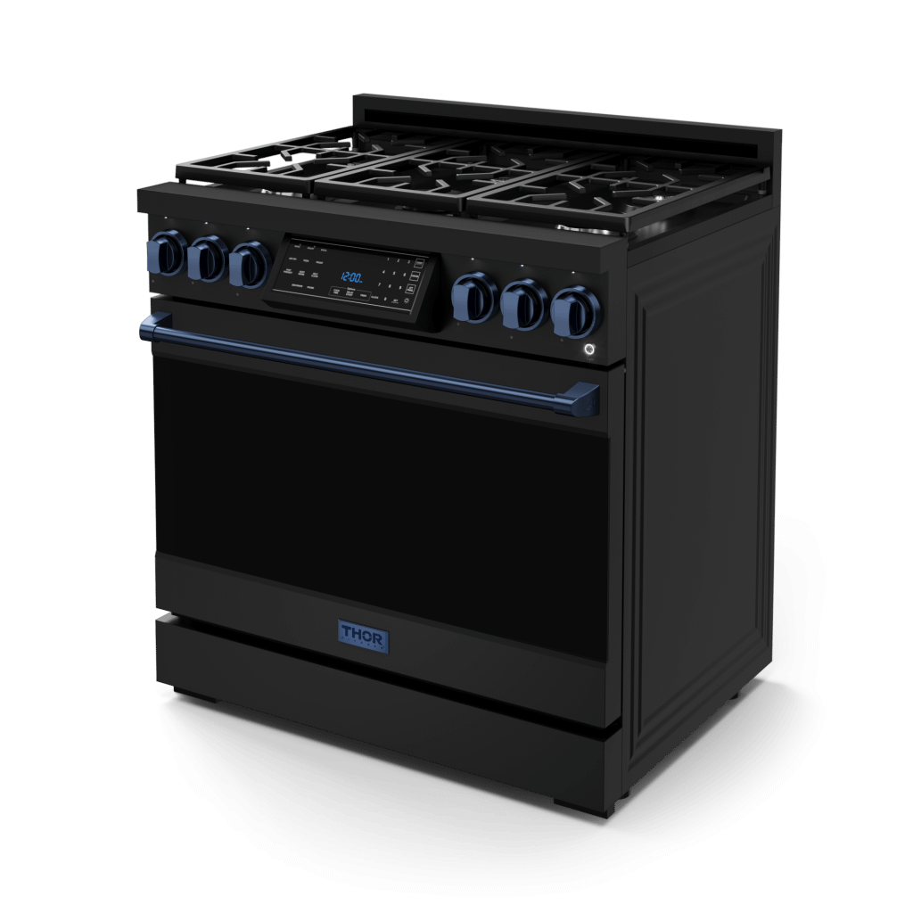 Thor Kitchen RSG36BLPBLU 36 Inch Professional Lp Range With Tilt Panel Touch Control In Stainless Black/Blue Gordon Ramsay Series - Rsg36Blp-Blu