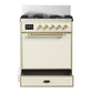 Ilve UM30QNR3AWGLP Ilve Um30Qnr3Awglp Majestic Iii 30 Inch Dual Fuel Range With 5 Black Brass Burners, Dual Function Burner Up To 25,000 Btu (Liquid Propane, Solid Door, Antique White, Brass)