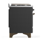Ilve UM48FSNR3MGB Ilve Um48Fsnr3Mgb Majestic Iii 48 Inch Dual Fuel Range With 5 Black Brass Burners, Griddle And French Top, Dual Function Burner Up To 25,000 Btu (Natural Gas, Triple Glass Door, Graphite Matte, Burnished)