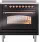 Ilve UPI366NMPBKP Nostalgie Ii 36 Inch Electric Freestanding Range In Glossy Black With Copper Trim