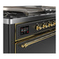 Ilve UM60FSQNR3MGG Ilve Um60Fsqnr3Mgg Majestic Iii 60 Inch Dual Fuel Range With 7 Burners, Griddle And French Top, Dual Function Burner With Up To 25,000 Btu (Natural Gas, Solid Door, Graphite Matte, Brass)