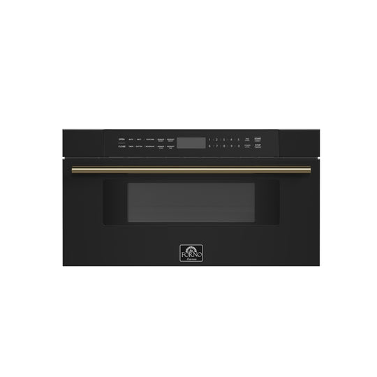 Forno FMWDR300030BLK Forno Capoliveri Espresso 30-Inch Microwave Drawer, Black, 1.2 Cu.Ft, 1500 Watts, Built-In, Touch Control Lcd Display, Auto-Touch Open/Close, 11 Power Levels, Sensor Cooking