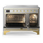 Ilve UMIB48NR3SSG Ilve Umib48Nr3Ssg Majestic Iii 48 Inch Induction Range With 6 Elements, 5.02 Cu. Ft. Total Oven Capacity (Triple Glass Door, Stainless Steel, Brass)