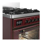 Ilve UM30NR3BUB Ilve Um30Nr3Bub Majestic Iii 30 Inch Dual Fuel Range With 5 Black Brass Burners, Dual Function Burner Up To 25,000 Btu (Natural Gas, Triple Glass Door, Burgundy, Burnished)
