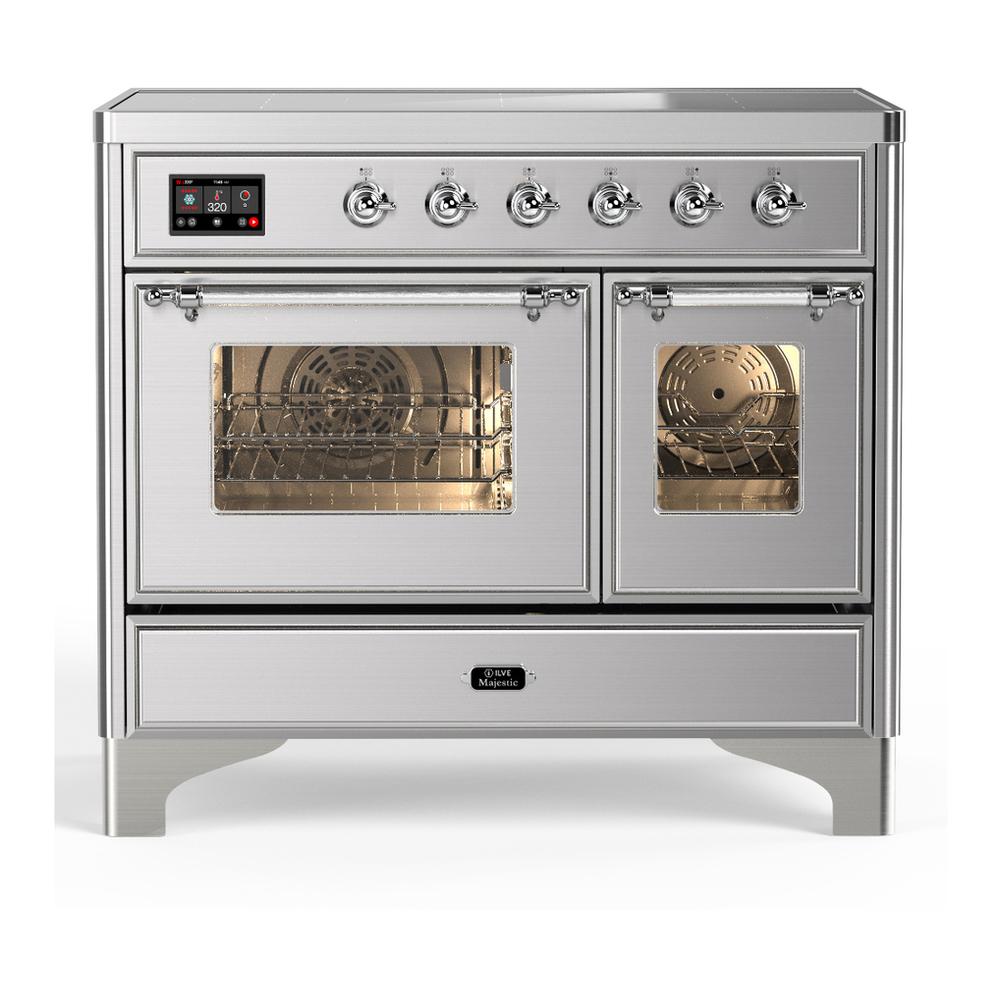 Ilve UMDIB40NR3SSC Ilve Umdib40Nr3Ssc Majestic Iii 40 Inch Induction Range With 6 Elements, 3.82 Cu. Ft. Total Oven Capacity (Triple Glass Door, Stainless Steel, Chrome)