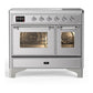 Ilve UMDIB40NR3SSC Ilve Umdib40Nr3Ssc Majestic Iii 40 Inch Induction Range With 6 Elements, 3.82 Cu. Ft. Total Oven Capacity (Triple Glass Door, Stainless Steel, Chrome)