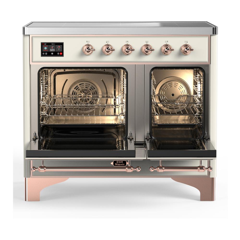 Ilve UMDIB40NR3AWP Ilve Umdib40Nr3Awp Majestic Iii 40 Inch Induction Range With 6 Elements, 3.82 Cu. Ft. Total Oven Capacity (Triple Glass Door, Antique White, Copper)