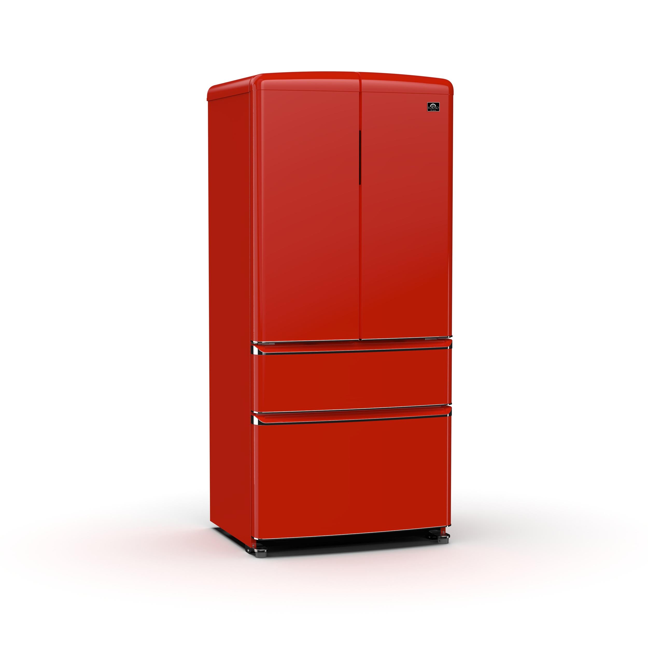 Forno FFFFD179133RED Forno Luigi 33-Inch French Door Refrigerator, 18 Cu.Ft, Red Finish, Handle-Free Design, Energy Star Certified