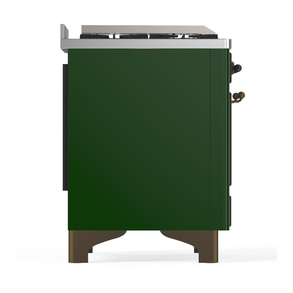 Ilve UM48FQNR3EGB Ilve Um48Fqnr3Egb Majestic Iii 48 Inch Dual Fuel Range With 8 Burners And Griddle, Dual Function Burner Up To 25,000 Btu (Natural Gas, Solid Door, Emerald Green, Burnished)