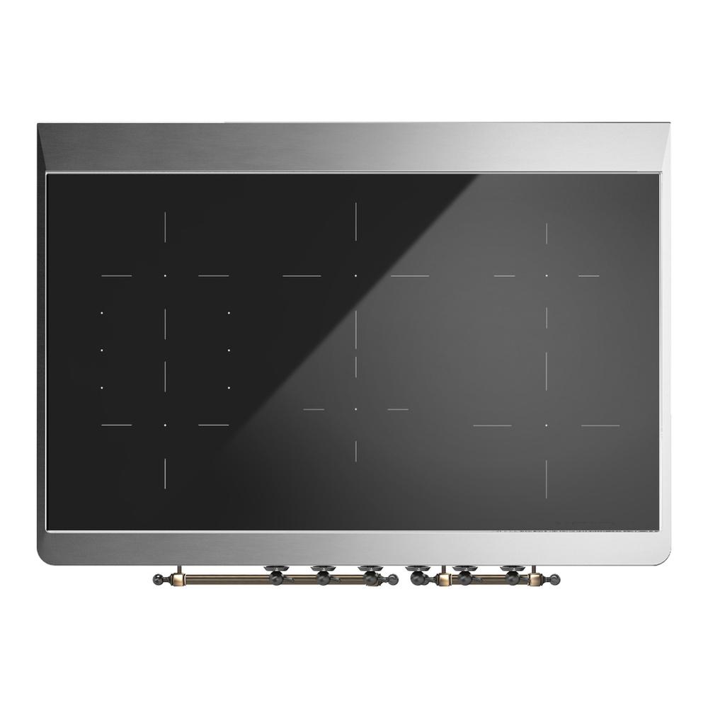 Ilve UMDIB40NR3BGB Ilve Umdib40Nr3Bgb Majestic Iii 40 Inch Induction Range With 6 Elements, 3.82 Cu. Ft. Total Oven Capacity (Triple Glass Door, Blue Grey, Burnished)