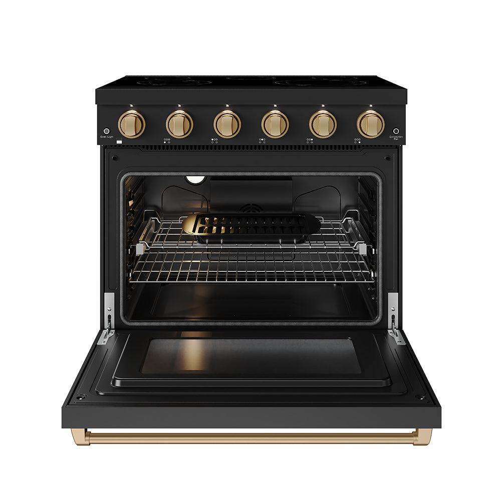 Thor Kitchen RSE36PBBRZ 36 Inch Professional Electric Range In Black/Bronze Gordon Ramsay Series