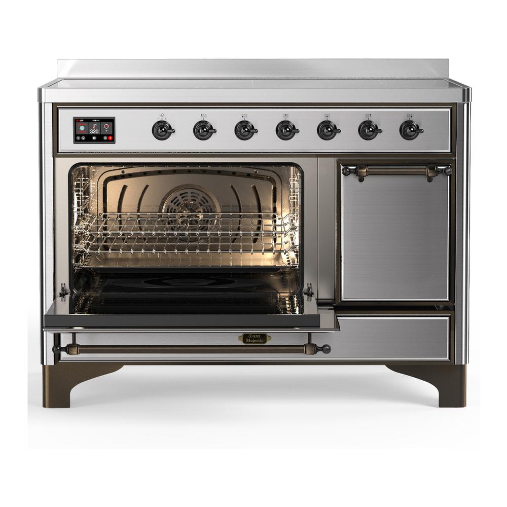 Ilve UMIB48QNR3SSB Ilve Umib48Qnr3Ssb Majestic Iii 48 Inch Induction Range With 6 Elements, 5.02 Cu. Ft. Total Oven Capacity (Solid Door, Stainless Steel, Burnished)