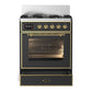 Ilve UM30NR3MGGLP Ilve Um30Nr3Mgglp Majestic Iii 30 Inch Dual Fuel Range With 5 Black Brass Burners, Dual Function Burner Up To 25,000 Btu (Liquid Propane, Triple Glass Door, Graphite Matte, Brass)